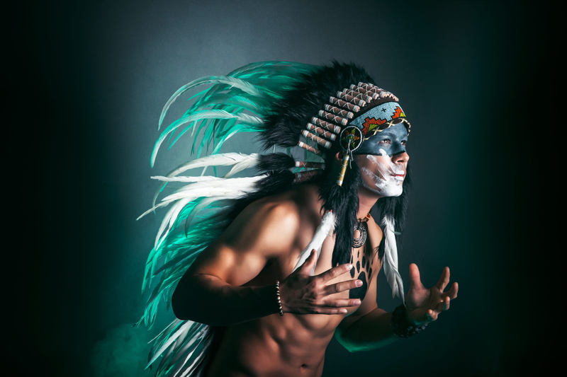 green, body paint, black background, beautiful woman, hairstyle, one person, green color, american, clothing, studio shot, feather, face paint, costume