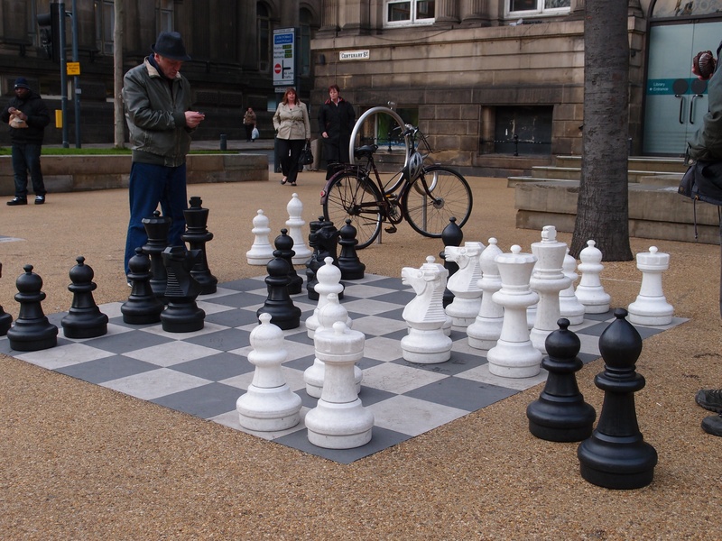 chess board, nice, standing, relaxation, knight - chess piece, chess, real people, game, leisure games, day, pawn - chess piece, strategy, sport, incidental people