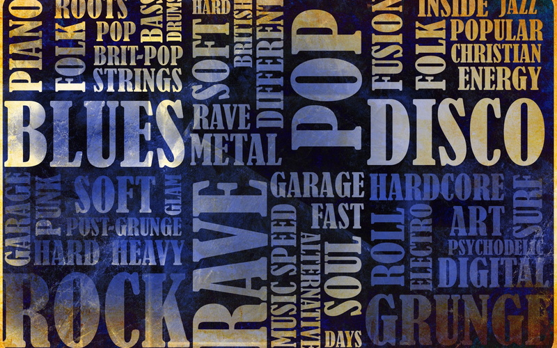 rave, metal, music, 1080P, genres, rock, text, folk, blues, collage, grunge, glam