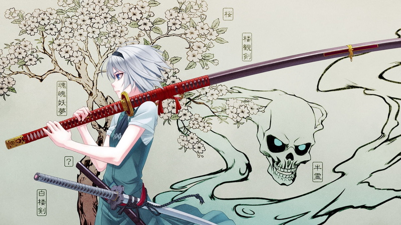 punk - person, musical instrument, white, haired, rock music, arts culture and entertainment, string instrument, performance, 1080P, artist, Konpaku Youmu