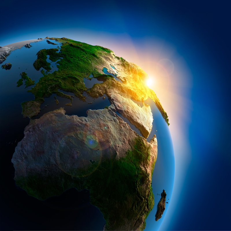 digital composite, scenics - nature, the ocean, space, planet, land, sky, rock, the sky, cloud - sky, 8K, environment, world Map, travel, mountains, island