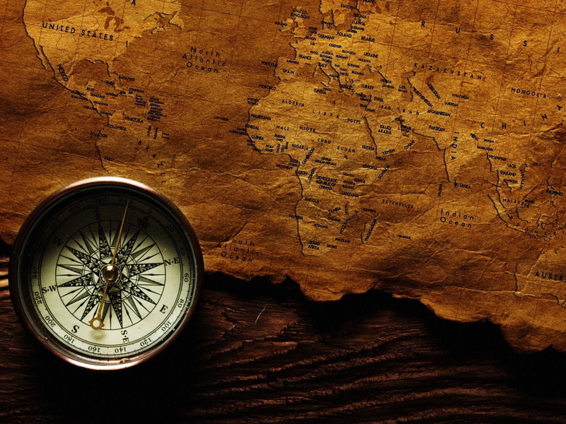 high angle view, wheel, Compass, old, indoors, leaf, table, close-up, Map, rock, navigational compass, plant part, Shadow, direction, no people, physical geography