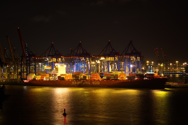 transportation, water, container, hamburg port, pier, mode of transportation, port city, hamburgisch, architecture, commercial dock, night, delete cargo