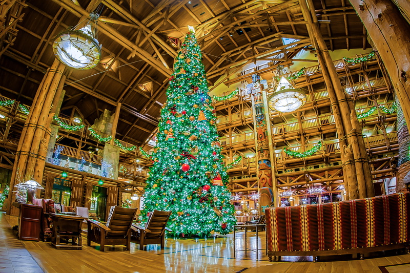 design, holiday, New year, tree, CA, garland, Disneyland, hall.arch, Balaclava, USA, 1080P, Christmas, interior, lights