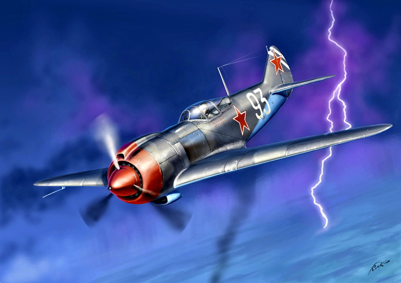 Lightning, captain Vladimir Orekhov, AC, 2K, the Soviet air force, (19 aerial victories), Elite 32-guards regiment, La 5FN, Radial engine