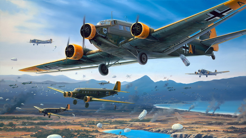 Ju 52, a strategic landing operation Germany, Junkers, The Cretan operation, " operation mercury", engine, The landing of German paratroopers on Crete