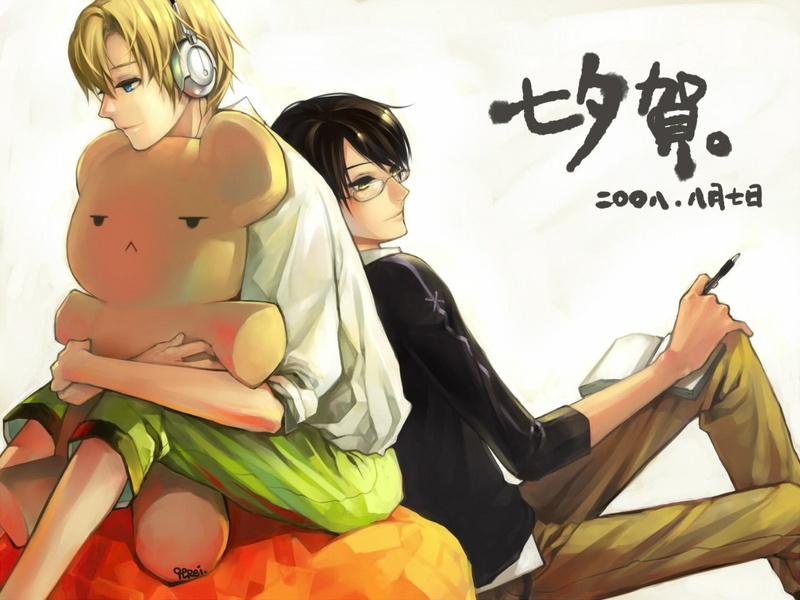 adult, anime boys, representation, western script, three quarter length, communication, creativity, drawing, day, real people, indoors, Ouran Highschool Host Club
