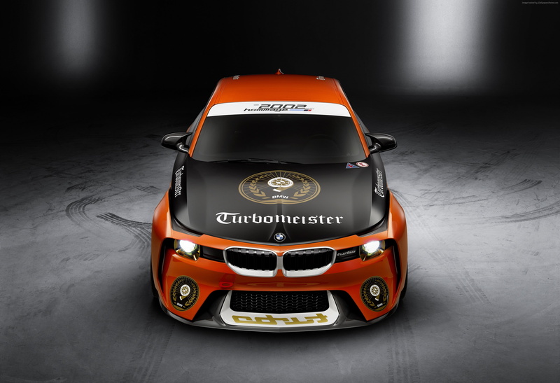 BMW 2002 Hommage Concept, toy, colored background, transportation, wheel, studio shot, western script, no people, red, high angle view, Pebble Beach Concours dElegance 2016