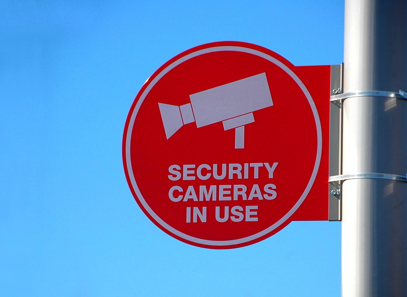 guidance, day, privacy, crime, low angle view, attention, symbol, pole, security camera sign, watching, communication, message, pictogram, video, no people