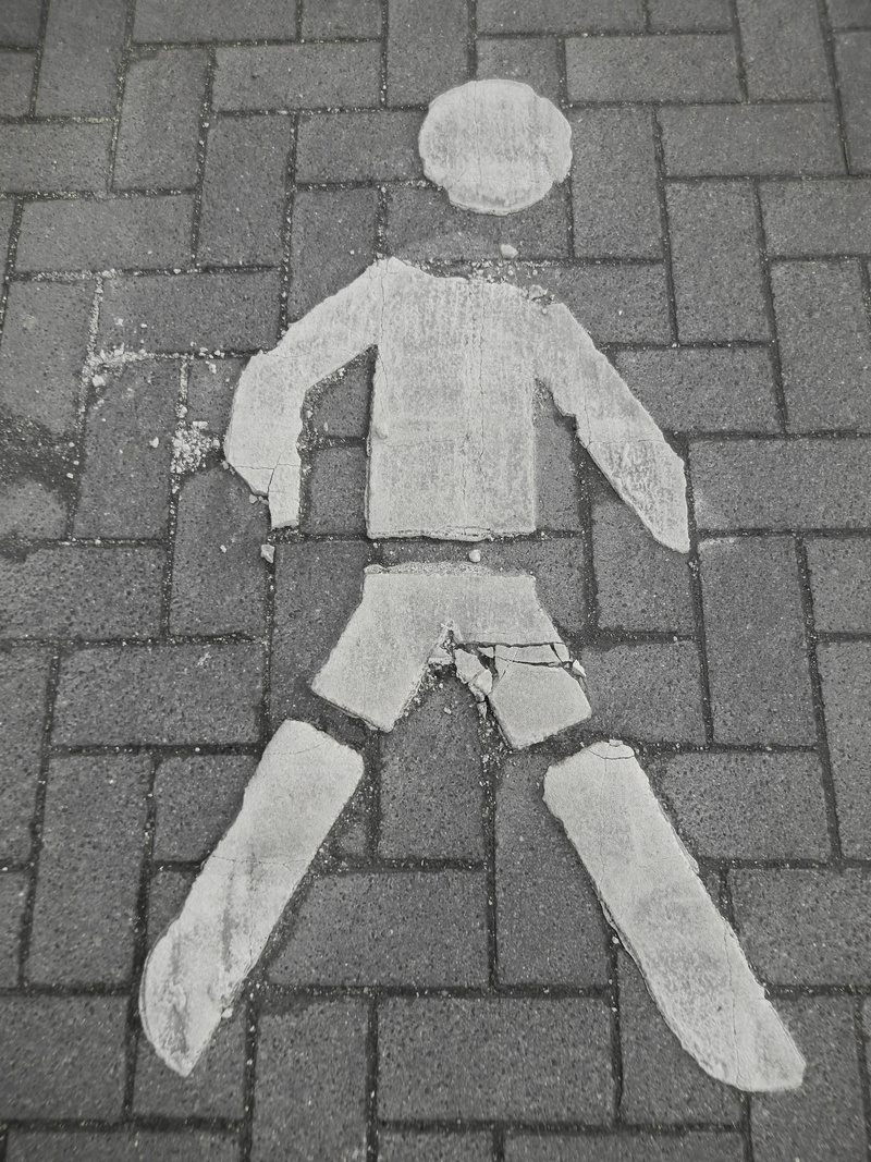 pictogram, symbol, road sign, city, creativity, high angle view, male likeness, paving stone, no people, transportation, pedestrian crossing sign, sign