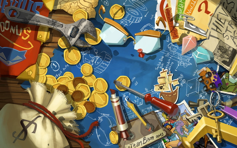 coin, screwdriver, human representation, representation, thieves in time, blue, 1080P, no people, illustration, indoors, wrench, collection, travel, creativity