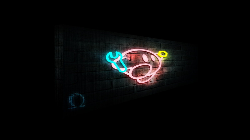 kirby, video games, hd, neon, black, 1080P, wrench