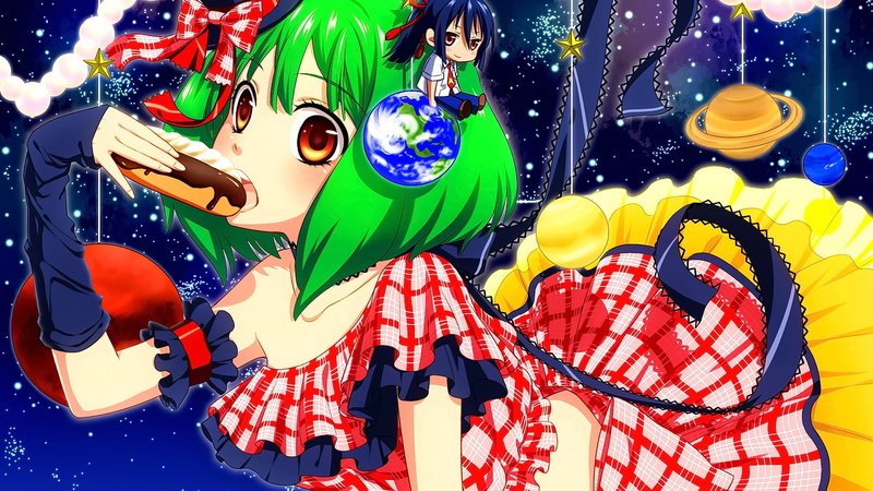 anime girls, toy, green hair, arts culture and entertainment, art and craft, multi colored, clothing, human representation, music, festival, costume, enjoyment