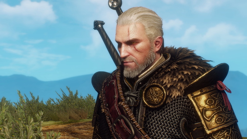 sky, mid adult, beard, portrait, outdoors, nature, mature men, character, lifestyles, warm clothing, facial hair, Geralt of Rivia, 1080P, The Witcher