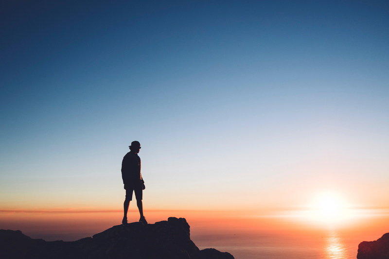 landscape, man, 5K, looking At View, real people, one Person, outdoors, lifestyles, males, people, clear sky, sport, back Lit, red, standing, copy Space