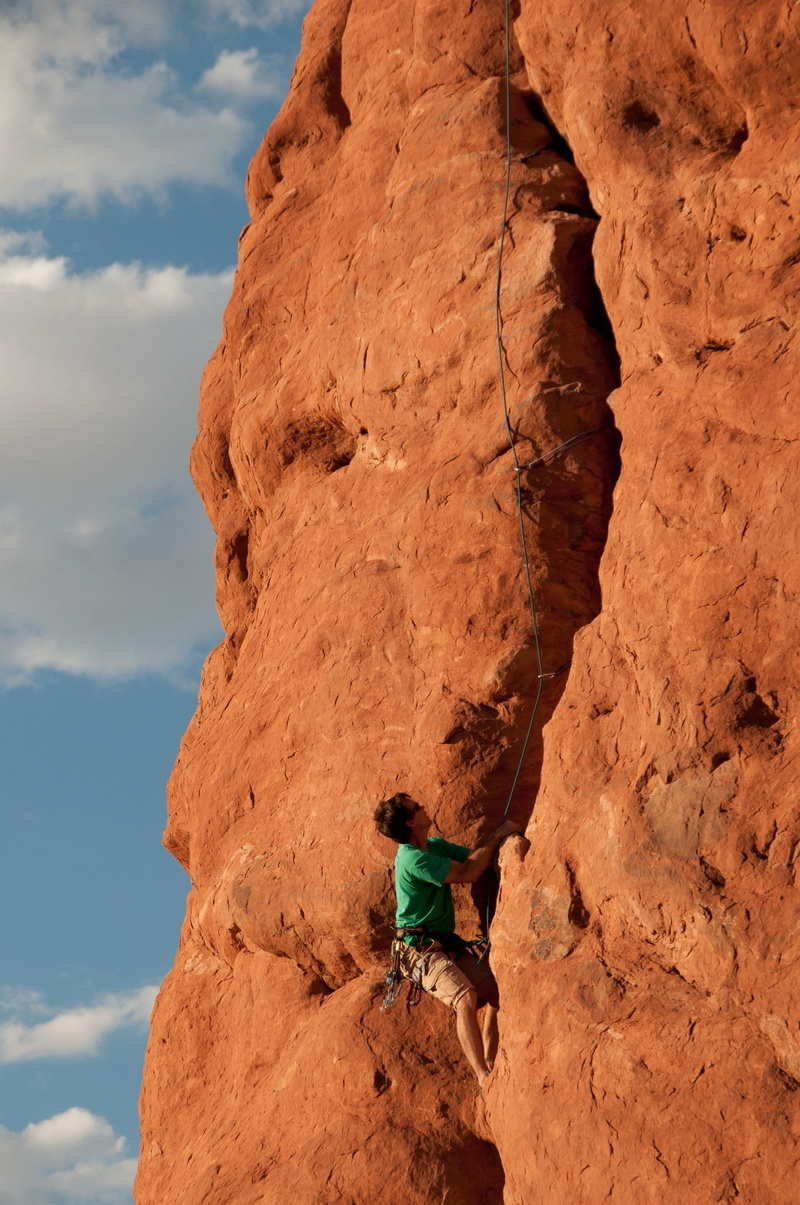 cliff, danger, rocks, arches national park, usa, lifestyles, wall, rock, activity, real people, sport, challenge, leisure activity, clambering, one person