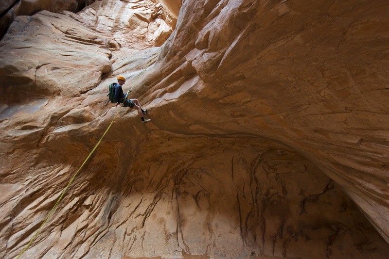 usa, landscape, cliff, lifestyles, rope, arches national park, wall, harness, danger, cliffhanger, adventure, recreation, risk, full length, rock formation