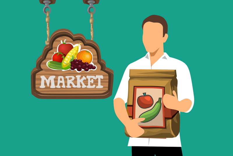 man, vegetables, hairstyle, shopping, healthy, food and drink, paper, males, product, holding, grocery, fresh, retro styled, products, text, waist up, men