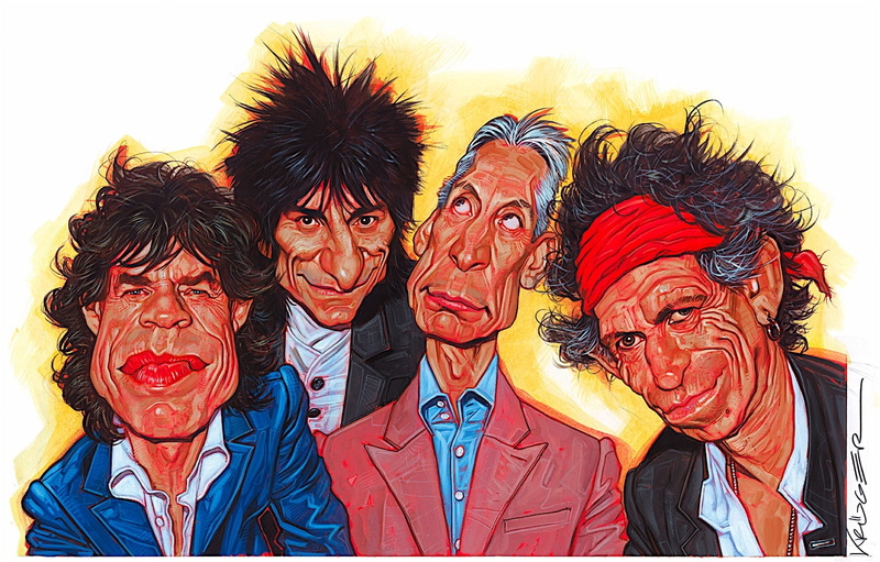 caricature, bands, 720P, hd, entertainment, art, rolling, Music, stones, Rolling Stones