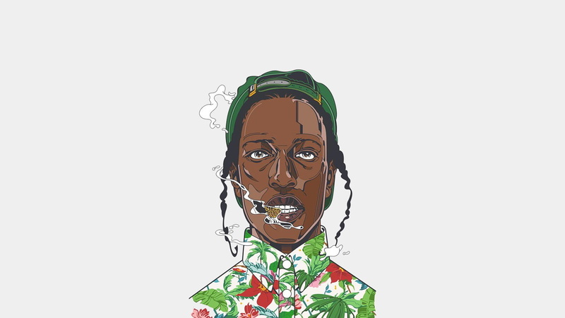 front view, portrait, human body part, studio shot, looking at camera, teenager, eyewear, glasses, human face, adult, copy space, one person, asap rocky smoke caricature
