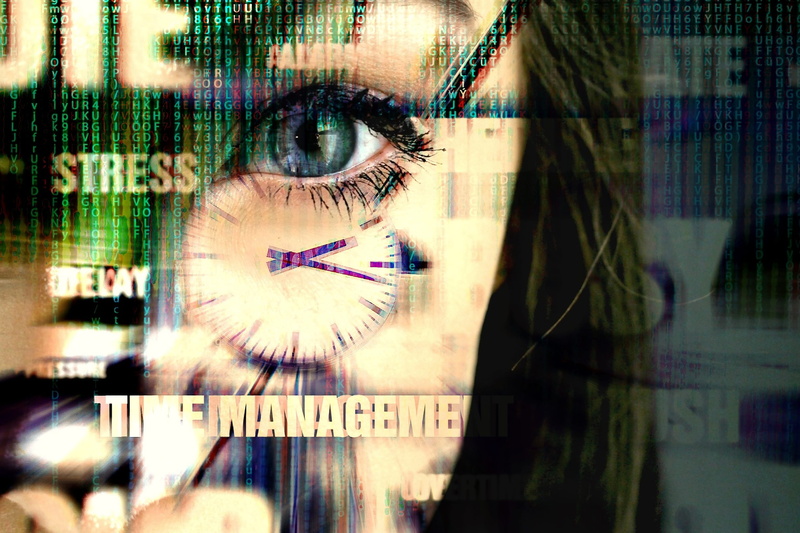 real people, out of control, schedule, concept, beautiful woman, busy, lifestyle, obscured face, hours, hurry, digital composite, challenge, lifestyles