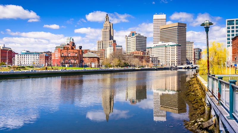 USA, skyline, building, 4K, Rhode Island, Providence, reflection
