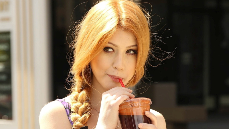 drinking, women outdoors, redhead, braids, beautiful people, hairstyle, young women, headshot, hot drink, outdoors, beautiful woman, holding, refreshment