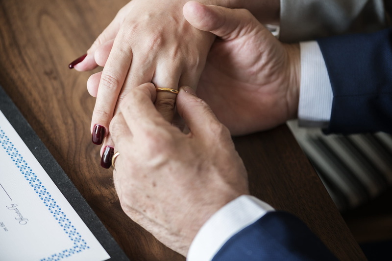 caucasian, jewelry, special, elderly, proposal, love, wedding, close-up, valentines, business, closeup, males, business person, white, putting, marriage