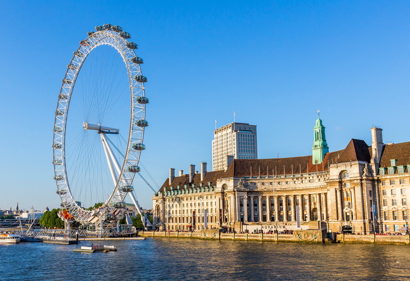 wheel, amusement park, England, sky, London, ferris, travel, waterfront, cityscape, no people, city, day, 2K, beige, ferris wheel, travel destinations