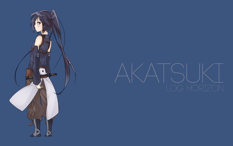indoors, blue, western script, technology, Akatsuki (Log Horizon), Log Horizon, studio shot, standing, full length, occupation, copy space, communication