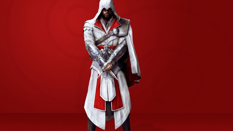 paint, full length, character, red, Ezio Auditore da Firenze, indoors, standing, s, Assassins Creed: Brotherhood, portrait, clothing, business, 1080P