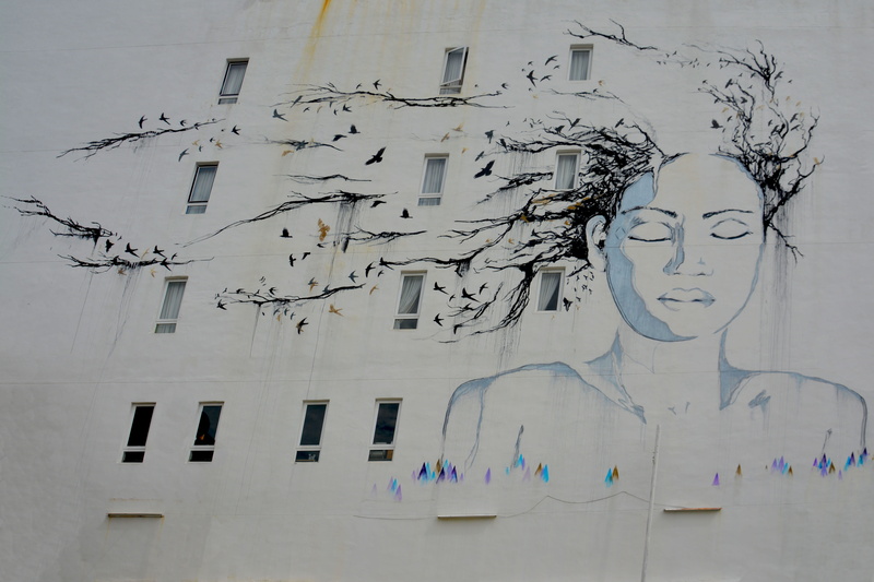 built structure, art and craft, dreaming, urban, creativity, drawing, woman, human representation, window, representation, person, face, digital composite