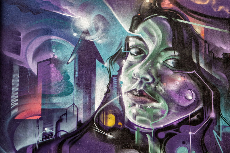 representation, one man only, portrait, wall, captured, paint, people, Shoreditch, graffiti, digital composite, young adult, contemplation, futuristic