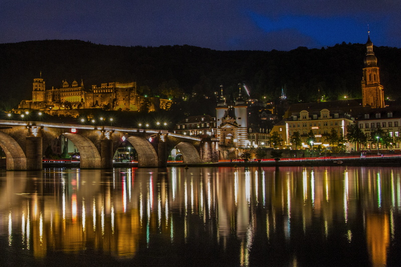 lighting, landmark, city, germany, illuminated, bridge - man made structure, sky, europe, reflection, no people, travel destinations, architecture, water