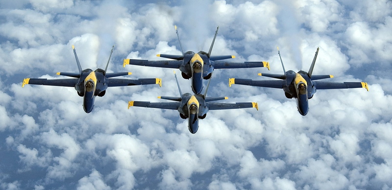 sky, mid-air, demonstration, team, aerospace industry, 1080P, aerobatics, nature, flying, on the move, black, show, jet, directly below, maneuvers, outdoors