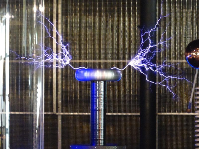 high voltage, museum, architecture, base, indoors, nature, no people, tesla coil, experimental physics, glass - material, close-up, decoration, museum of technology