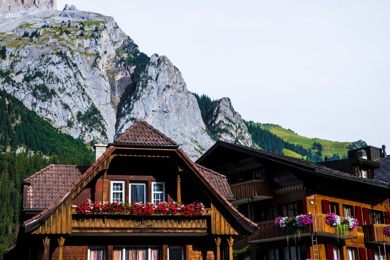 rock, daytime, outdoors, landscape, bernese oberland, land, switzerland, built structure, beauty in nature, 5K, no people, wood - material, building exterior