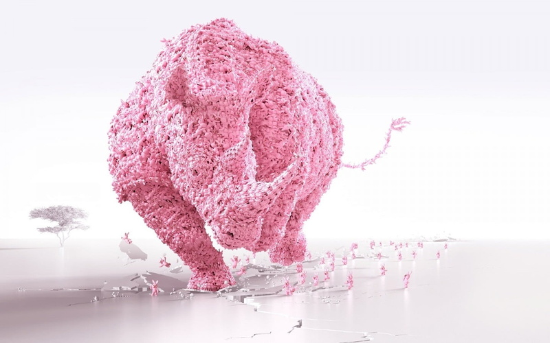 plant, render, pink color, human representation, representation, outdoors, rhino, digital composite, nature, 720P, growth, digital art, day, pink, 3D