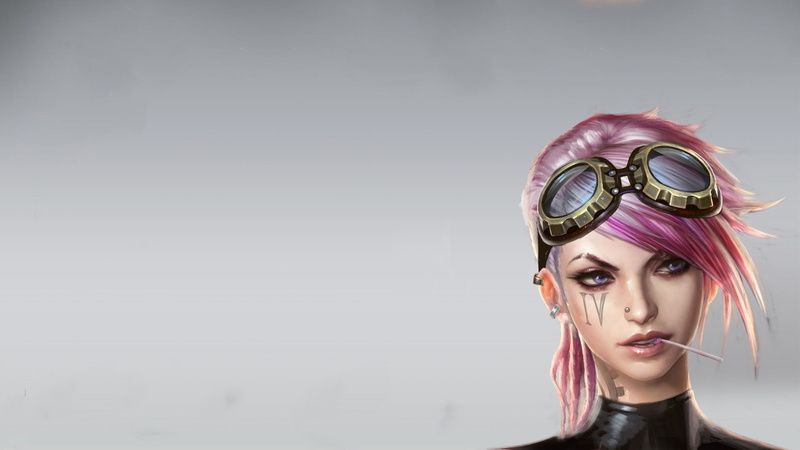 Vi (League of Legends), video game characters, anime girls, 1080P, anime, simple background, League of Legends, video games, pink hair