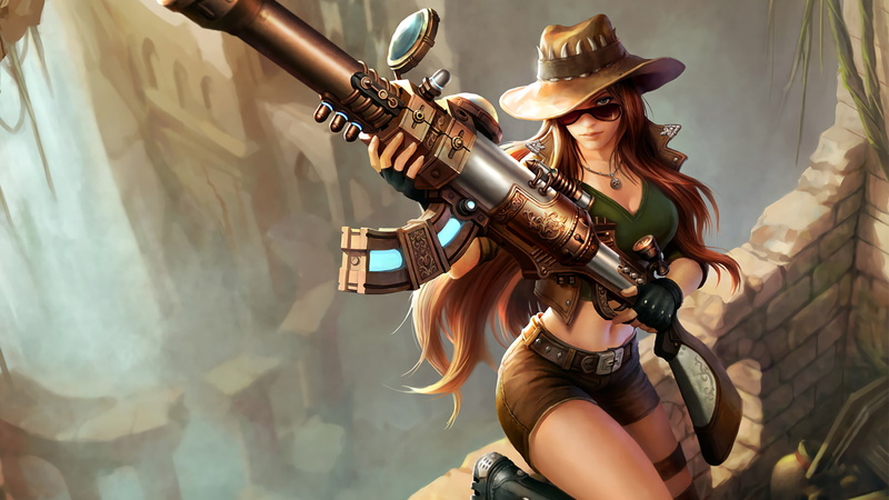 1080P, League of Legends, necklace, Caitlyn (League of Legends), PC gaming, video games, gun, weapon