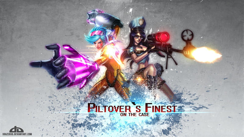 gray background, League of Legends, flame, video games, Vi (League of Legends), motion, destruction, s, communication, nature, women, Caitlyn, waist up