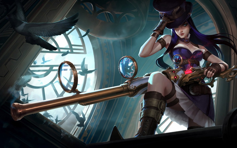 anime girls, anime, fantasy weapon, League of Legends, 720P, Caitlyn