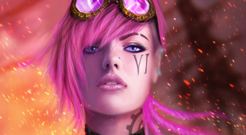 looking at camera, beauty, video game, Fantasy, vi, make-up, body part, studio shot, females, purple, human body part, Painting, Online, human face, legends
