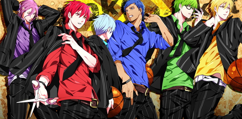 tie, yellow, green, brown, purple, blonde, eyes, short, violet, shirt, basketball, glasses, blue, boys, kuroko, anime, 1080P, red, zone, hair