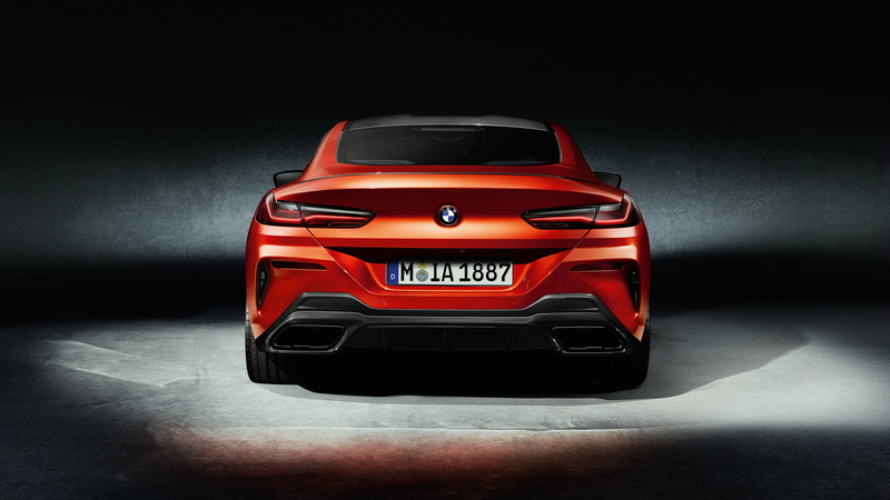 Rear view, BMW M850i xDrive, Carbon Package, 4K, 4K, Sunset Orange, 2019