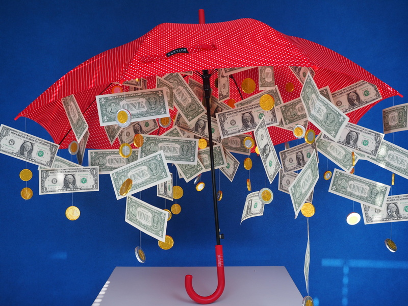 bills, business, gift, still life, colored background, indoors, seem, human representation, hanged, studio shot, close-up, currency, blue background, blue