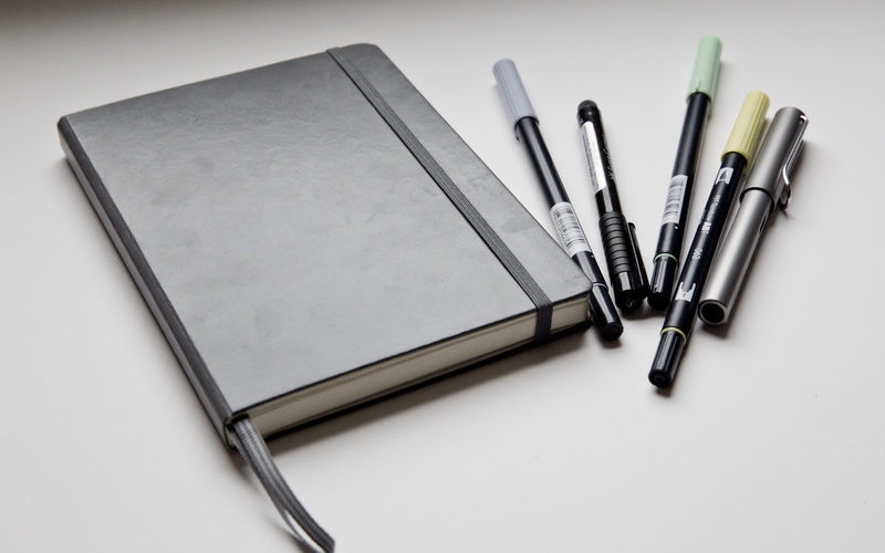 Journal, close-up, grey, Bullet, fountain pen, 1917, bujo, still life, education, book, document, day, copy space, 4K, pencil, ballpoint pen, directly above