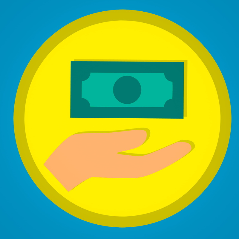 blue background, button, geometric shape, giving, vibrant color, graphic, communication, flat, money, circle, stamp, emotion, coin, orange, token, close-up