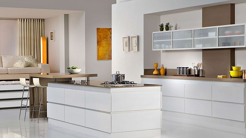 kitchen counter, indoors, apartment, tiled floor, cabinet, 1080P, domestic kitchen, sink, no people, architecture, home interior, design, white, wealth