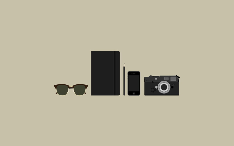 pencils, sunglasses, simple, iphone, cameras, minimalistic, pda, 2K